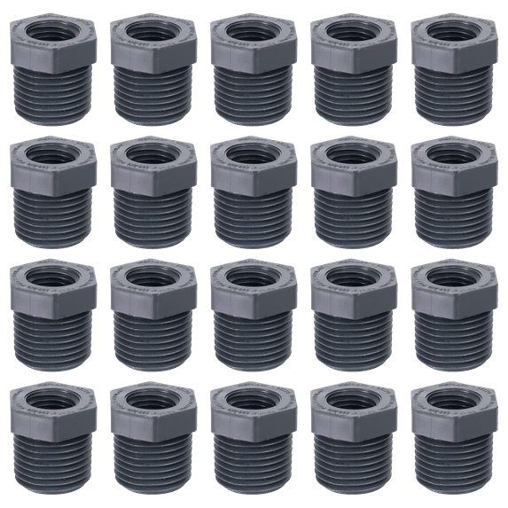 Lesso America 839-131 (20 Pack), Plumbing, PVC Pipe Fitting, Reducing T.T. Bushing Flush Style , Schedule 80, Black, 1×3/4"