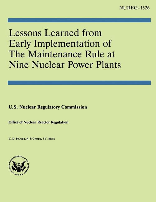 Lessons Learned From Early Implementation of the Maintenance Rule at ...