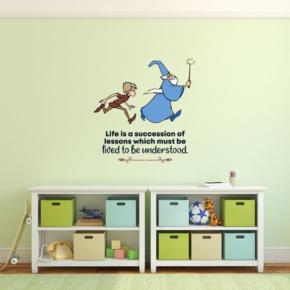 Lessons Sword in the Stone Quote Cartoon Quotes Decors Wall Sticker Art Design Decal for Girls Boys Kids Room Bedroom Nursery Kindergarten Home Decor Stickers Wall Art Vinyl Decoration (8x10 inch)