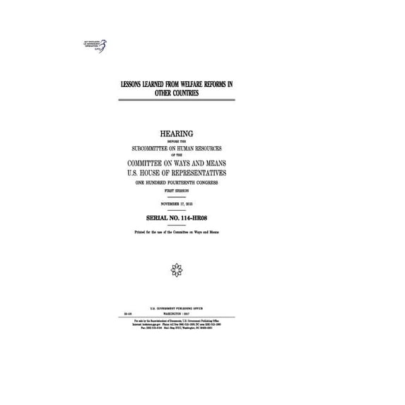 Lessons learned from welfare reforms in other countries: hearing before the Subcommittee on Human Resources of the Commi