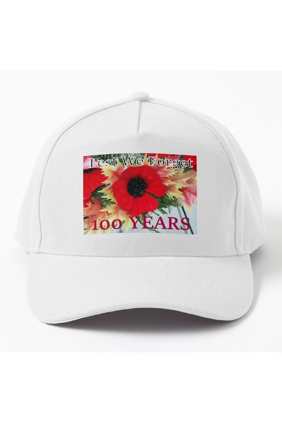 Lest We Forget 100 Years Baseball Hat, Centennial Remembrance Tribute Design, Classic Cap