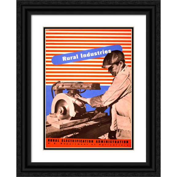 Lester Beall 19x24 Black Ornate Framed Double Matted Museum Art Print Titled: Rural Industries Rural Electrification Administration, U.S. Department of Agriculture (1930)