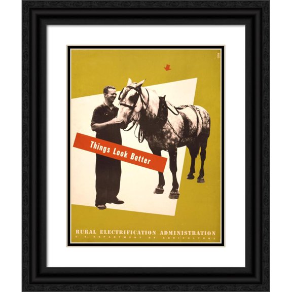 Lester Beall 19x24 Black Ornate Framed Double Matted Museum Art Print Titled: Things Look Better Rural Electrification Administration, U.S. Department of Agriculture (1930)