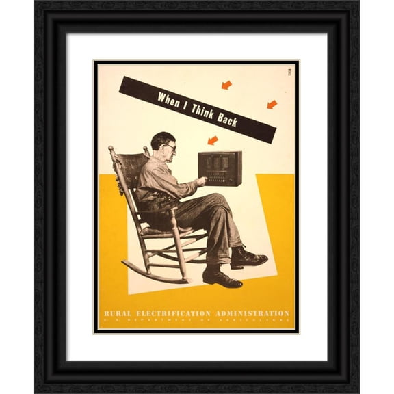 Lester Beall 19x24 Black Ornate Framed Double Matted Museum Art Print Titled: When I Think Back Rural Electrification Administration, U.S. Department of Agriculture (1930)
