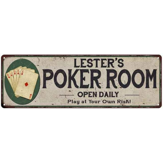 Lester's Poker Room 6x18 Metal Sign Game Decor 106180048305