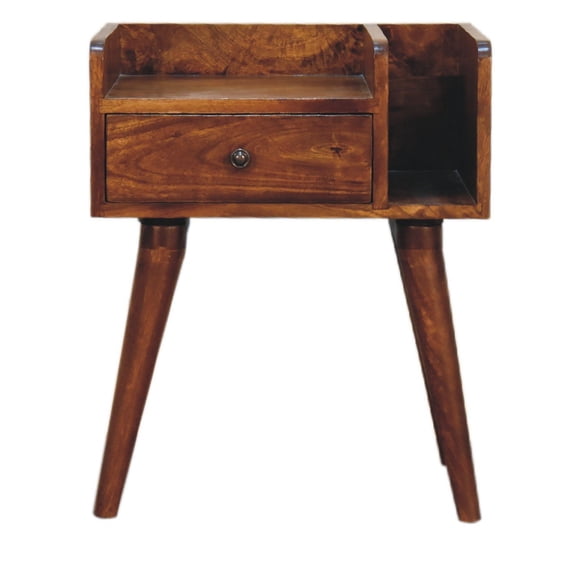 Lesuto Chestnut Collective Nightstand - Nordic Style, brass