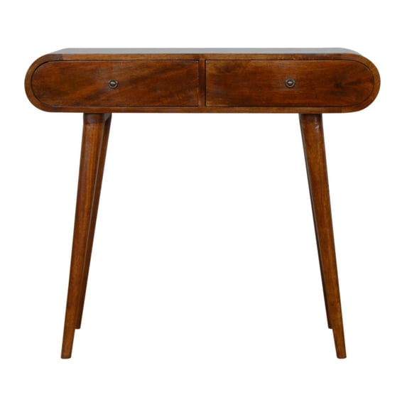 Lesuto Chestnut London Console Table - Nordic Style, Wood, 2 Drawers