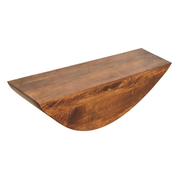 Lesuto Crescent Floating Wall Shelf - Contemporary Style, Wood, chestnut