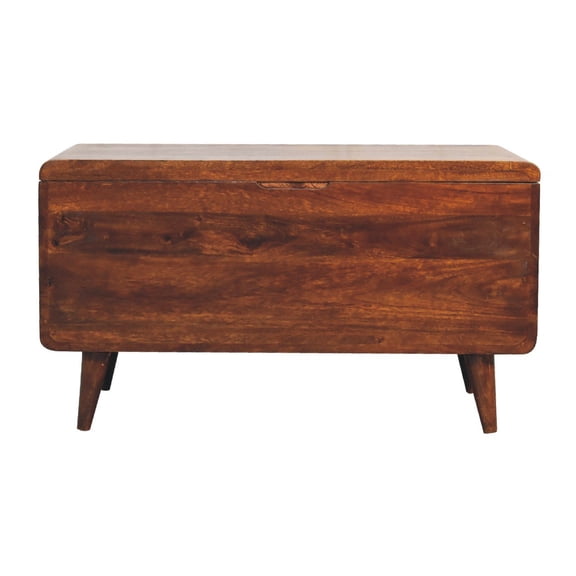 Lesuto Curved Chestnut Blanket Box - Nordic Style, Wood, 0 Drawers