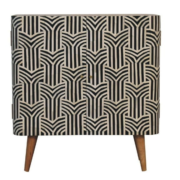 Lesuto Edessa Bone Inlay Cabinet - Nordic Style, Wood, oak