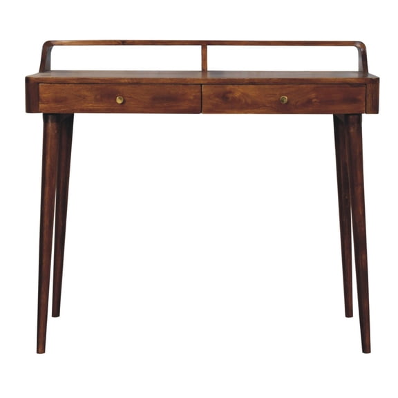 Lesuto Elevated Chestnut Console Table - Nordic Style, Wood, 1 Drawers