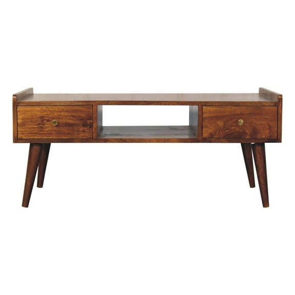 Lesuto Elevated Chestnut Media Unit - Nordic Style, Wood