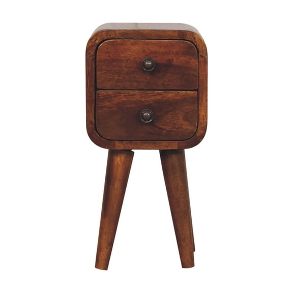 Lesuto Extra Mini Curved Chestnut Bedside - Nordic Style, Wood