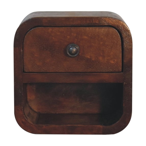 Lesuto Extra Mini Curved Chestnut Bedside with Open Slot - Modern, Wood, chestnu