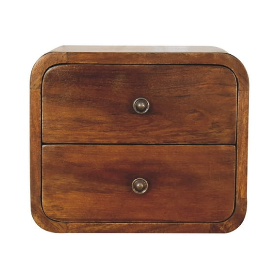 Lesuto Floating Mini Chestnut nightstand - Minimalist Style, Wood, 2 Drawers