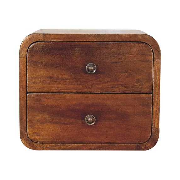 Lesuto Floating Mini Chestnut nightstand - Minimalist Style, Wood, 2 Drawers