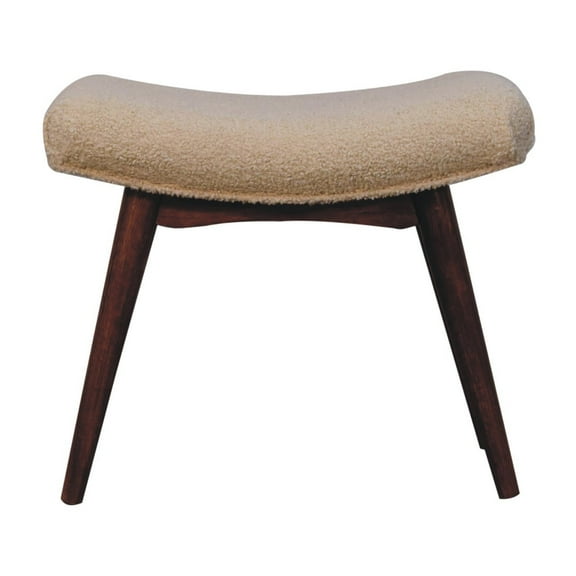 Lesuto Honey Caramel Boucle Cream Curved Bench - Nordic Style, Wood