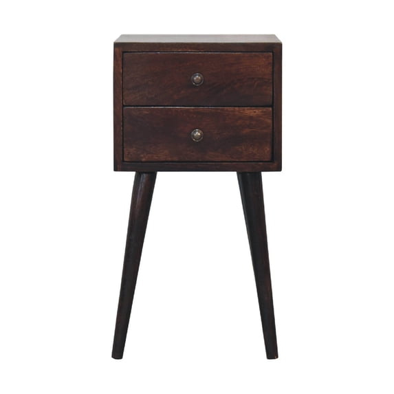 Lesuto Mini 2 Drawer Light Walnut Nightstand - Scandinavian Style, Wood, 1 Drawers