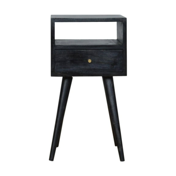 Lesuto Mini Ash Black nightstand - Nordic Style, Wood, 1 Drawers