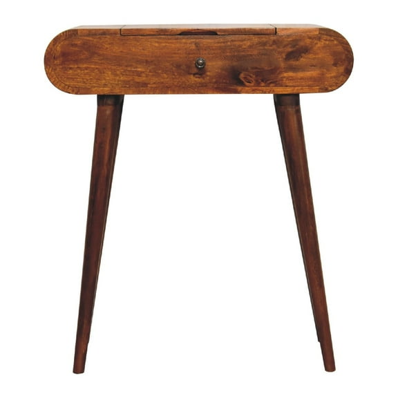 Lesuto Mini Round Chestnut Fold Vanity - Nordic Style, Wood, 1 Drawers