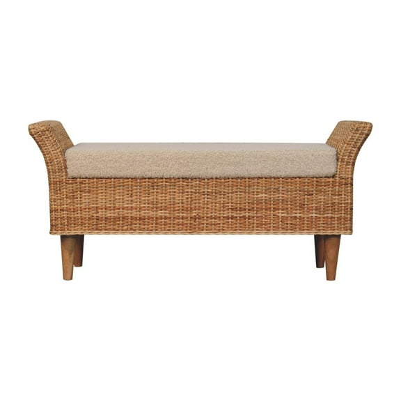 Lesuto Riviera Woven Bench - Contemporary Style, cream boucle