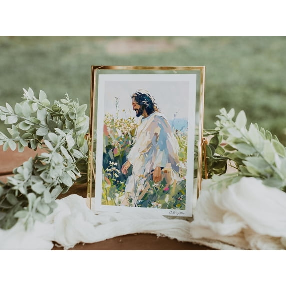 Let All Creation Rejoice Jesus Christ Portrait Jesus Smiling Faith Inspired Art, Unframed Paper Poster 24x36in