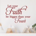thumbnail image 1 of Let your Faith Be Bigger Than Your Fears Spiritual Bible Quote Vinyl Lettering Wall Decal Sticker Jesus God Decals - Size: 16"H x 22"L - Color: Burgundy, 1 of 5
