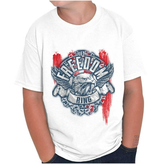 Let Freedom Ring American Flag Eagle Crewneck T Shirts Boy Girl Teen Brisco Brands X