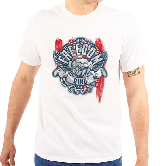 Let Freedom Ring American Flag Eagle Men's Graphic T Shirt Tees Brisco Brands M