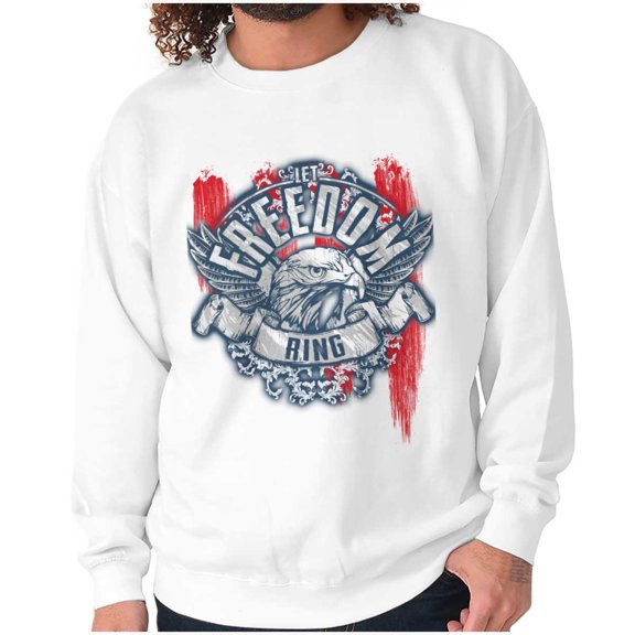 Let Freedom Ring American Flag Eagle Unisex Plus Fleece Graphic Sweatshirt Brisco Brands 3X