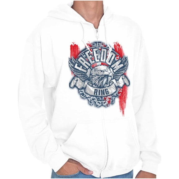 Let Freedom Ring American Flag Eagle Zip Up Hoodie Men's Women's Brisco Brands X
