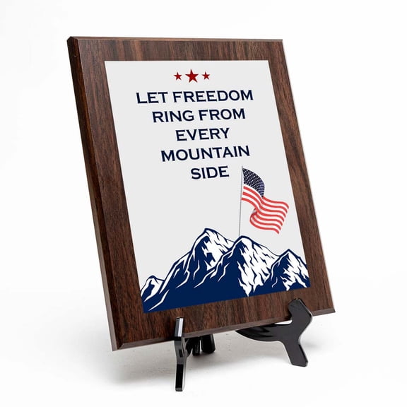 Let Freedom Ring from Every Mountain Side, Wooden Frame 9x12 Decorative Wall Plaque | American Cultural Values