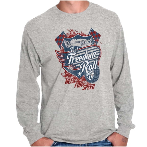 Let Freedom Roll Classic Muscle Car Long Sleeve TShirt Men Women Brisco Brands S