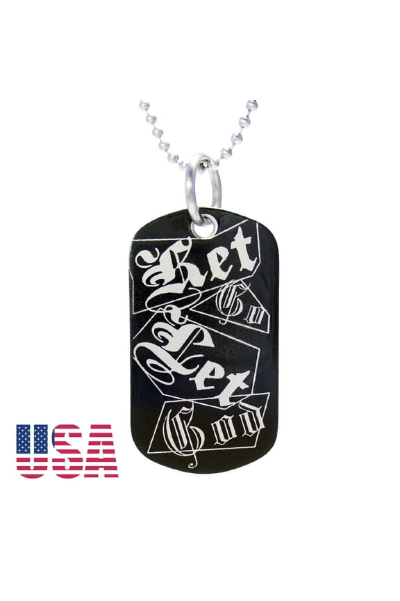 Let Go and Let God Black Dog Tag AA Alchoholics Anonymous NA Narcotics Anonymous 12 Step Recovery