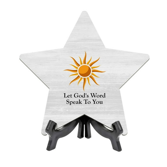Let God's Word Speak To You Star Table Sign with Acrylic Stand (7x7”) Religious Decor | Family And Friends Community | Church Table Sign