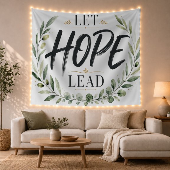Let Hope Lead with Botanical Illustrations Consisting Leafy, Mystical Fantasy for Space Lovers, Galaxy Room Decor, Mother'S Day Gift, Tapestry Wall Hanging for Bedroom and Dorm