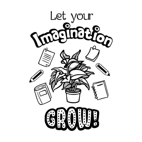 Let Your Imagination Grow Motivational Quote Classroom Vinyl Wall Decal Wall Art Sticker Designs Vinyl Stickers For Home House Walls Rooms Windows Bedroom Decoration Size (28x28 inch)
