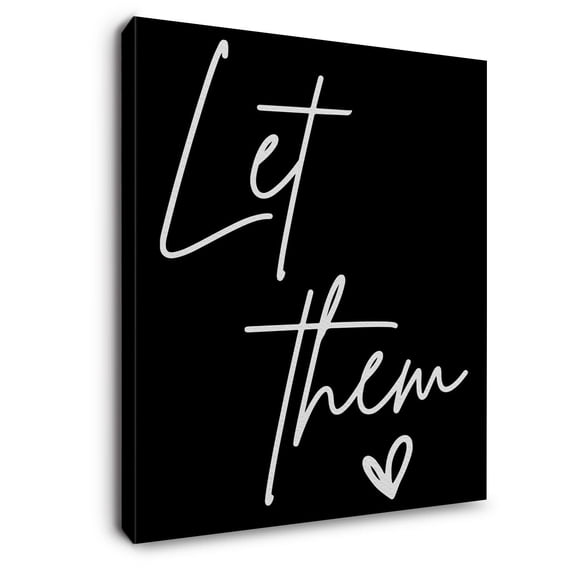 Let Them Inspirational Mental Health Wall Art Framed, Positive Affirmations Wall Decor, Motivational Quote Canvas Wall Art Prints For Home Bedroom Living Room Office (Black)