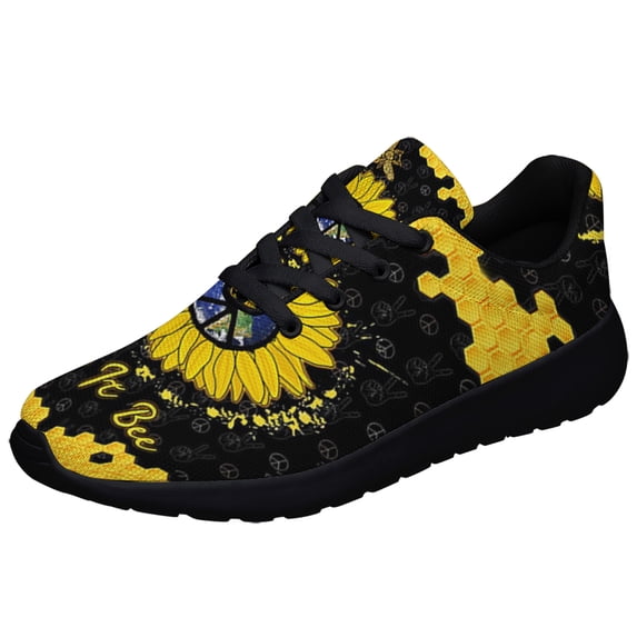 Let It Be Hippie Shoes Sneakers for Women Men Black Size 8