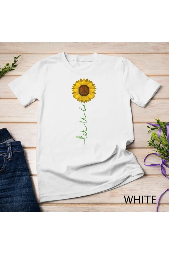 Let It Be Peace Sign Sunflower Hippie Gypsy Soul Music Apparel Unisex T-Shirt, up to size 5XL
