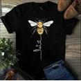thumbnail image 1 of Let It Bee Pun Sunflower Nature Insect Floral Garden Lover Unisex T-Shirt, up to size 5XL, 1 of 2