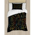 thumbnail image 1 of Let It Go Duvet Cover Set, Outline Design in Color Transitions Art on Dark Backdrop, Decorative 2 Piece Bedding Set with 1 Pillow Shams, Twin Size, Charcoal Grey and Multicolor, by Ambesonne, 1 of 2