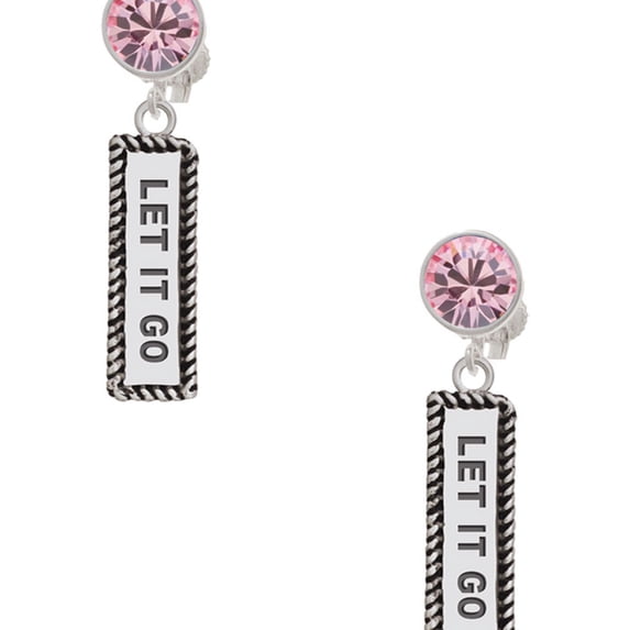 Delight Jewelry Silvertone Let It Go Pink Crystal Clip on Earrings
