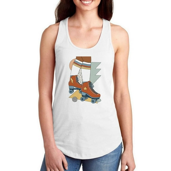 Let It Roll. Rollerskates Racerback Tank Women -Victoria Barnes Designs, Female Medium