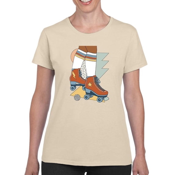 Let It Roll. Rollerskates T-Shirt Women -Victoria Barnes Designs, Female x-Large