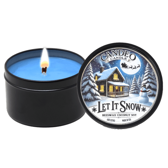 Let It Snow 6oz Soy Candle Tin  Crisp Winter Wonderland Scented Candle