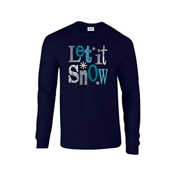 Let It Snow Adult Unisex Long Sleeve Shirt-Navy-XL