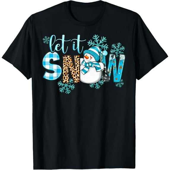 Let It Snow Christmas Snowman Snowflakes Xmas Holiday Pajama T-Shirt