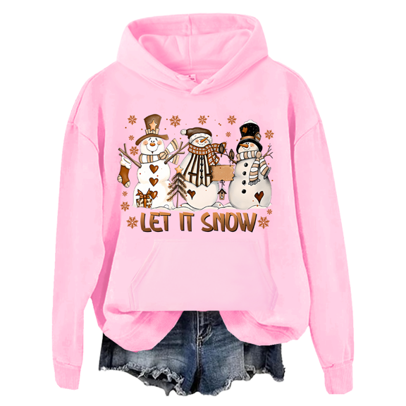 Let It Snow Hoodie Christmas Snowman Shirts For Women