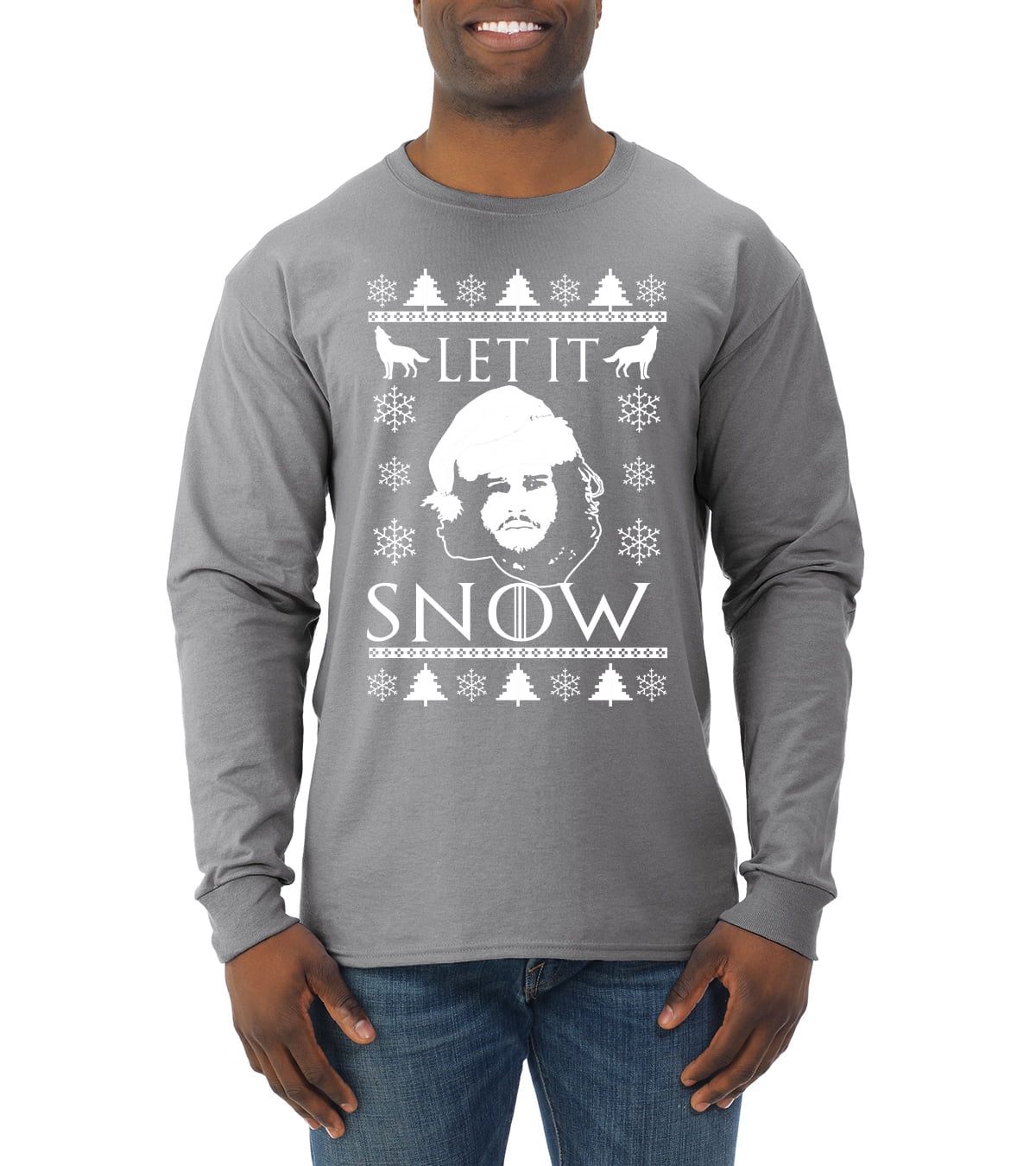 Let It Snow Jon Snow GoT Ugly Christmas Sweater Male Long Sleeve Shirt Royal 2XL